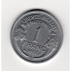 Франція 1 франк, 1957 Мітка монетного двоору: “В“ - Бомон-ле-Роже