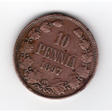 Фінляндія 10 пенні, 1897 (тираж 502.948)