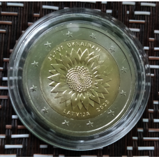 Латвія 2 євро, 2023 Слава Україні (в капсулі)