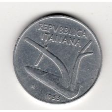 Італія 10 лір, 1953