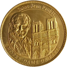 Пам“ятна медаль. Папа Франциск. Святий папа Іван Павло ІІ. Нотр-Дам де Парі. Notre-Dame de Paris
