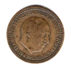 Іспанія 1 песета, 1947 (49 всередині зірки) Франсиско Франко