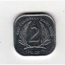 Східні Карибські Штати 2 центи, 2000