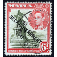 Мальта 1948 - 6 P - Король Георг VI та місцеві мотиви з написом “САМОУПРАВЛІННЯ - 1947“ # 206