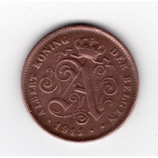 Бельгія 2 сантима, 1911 Напис нідерландською - “ALBERT KONING DER BELGEN“