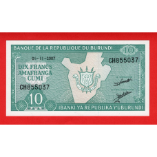 Бурунді 2007 - 10 франків (P-33е) - UNC