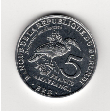 Бурунді 5 франків, 2014 Птахи - Кафрський рогатий ворон (Bucorvus leadbeateri)