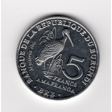 Бурунді 5 франків, 2014 Птахи - Африканський клювач (Mycteria ibis)