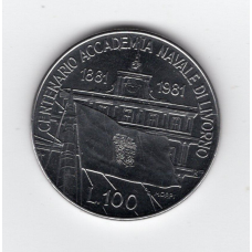 Італія 100 лір, 1981 - 100-та річниця - Заснування Морської Академії в Ліворно