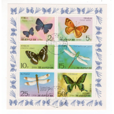 Північна Корея. 1977. метелики. фауна. комахи. блок